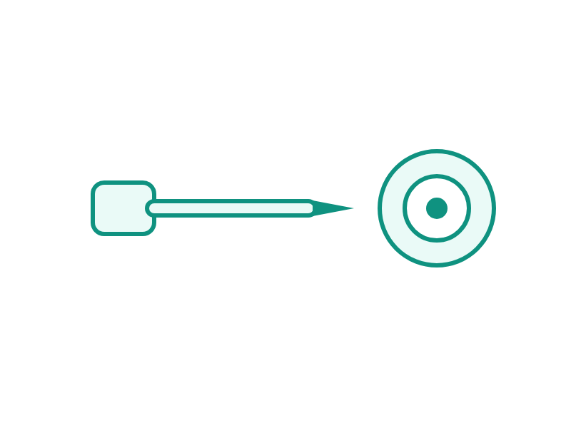 Illustration of an injection needle and needle seat. Generic drawing, not a photograph of this part.
