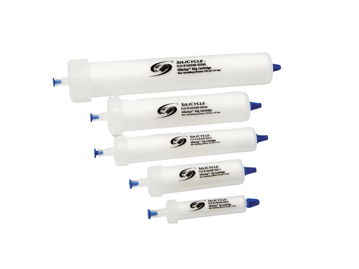 SiliaSep flash chromatography cartridges.