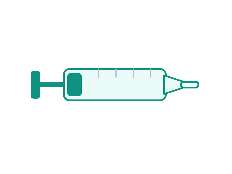 Illustration of a metering syringe. Generic drawing, not a photograph of this part.